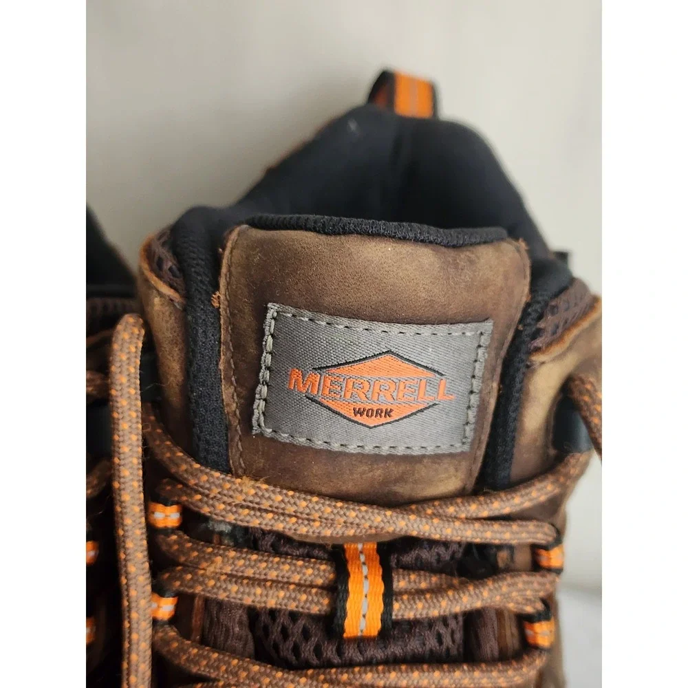 Merrell Work Moab 2 Mid Waterproof Espresso Leather Work Boots J31239 Mens 8.5 M